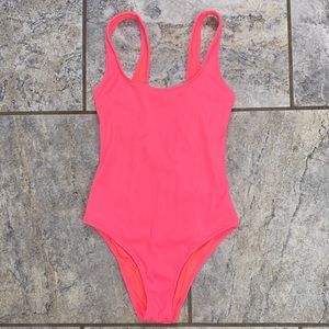 Aerie Pink Ribbed One Piece Swimsuit